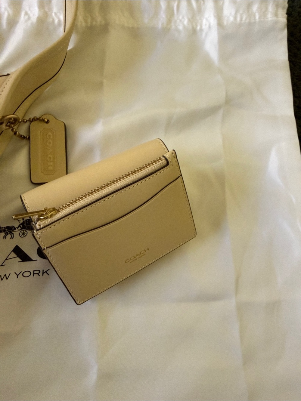Coach curve zip small bag Cream Leather Shoulder Bag with Matching Mini wallet - Picture 4 of 4